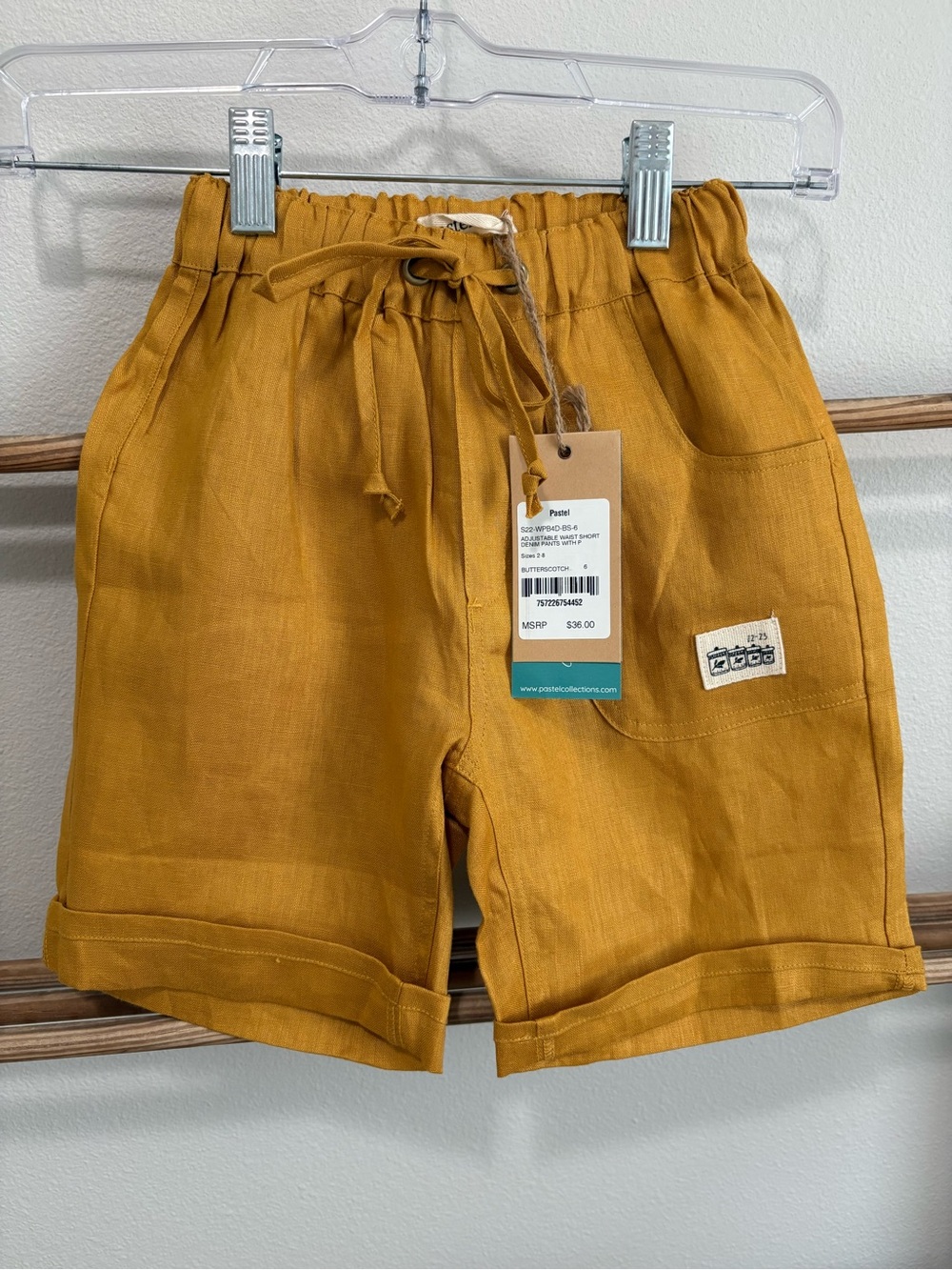 Pastel linen adjustable waist shorts | Butterscotch | multiple sizes | NWT